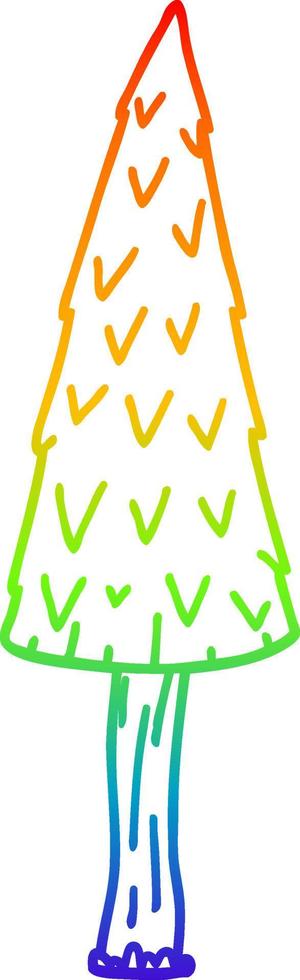 rainbow gradient line drawing cartoon christmas tree vector