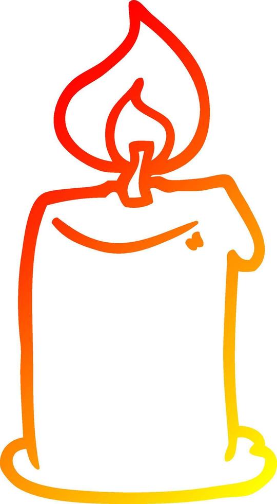 warm gradient line drawing cartoon candle vector