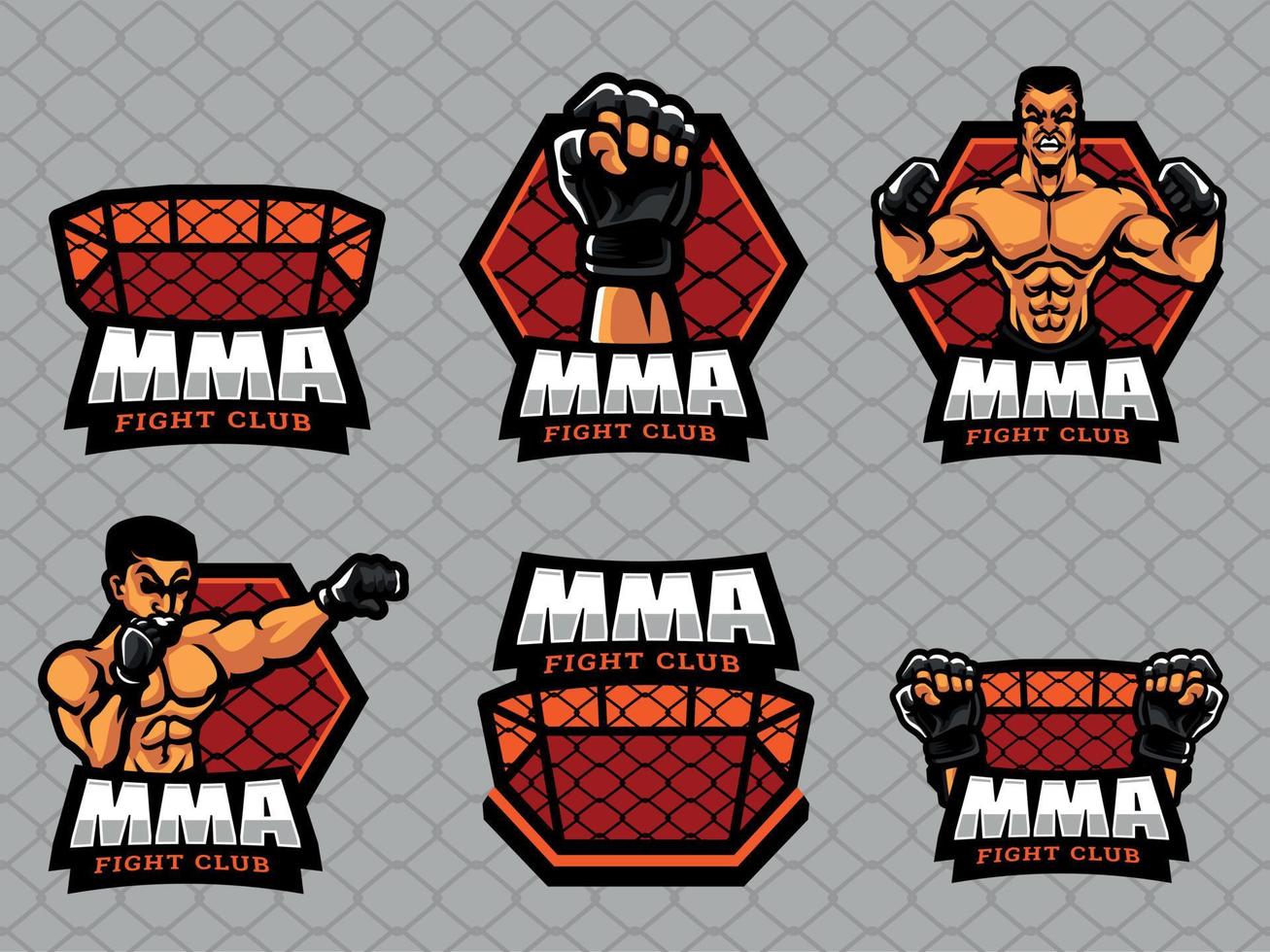 Set of  MMA logos and emblems vector