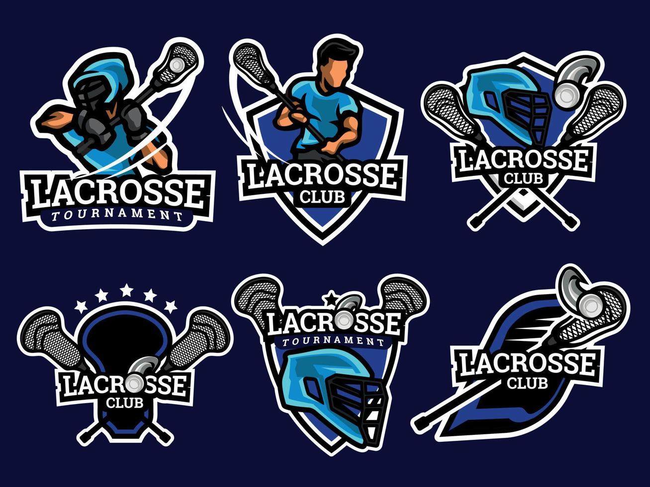 conjunto de logotipos y emblemas de lacrosse vector