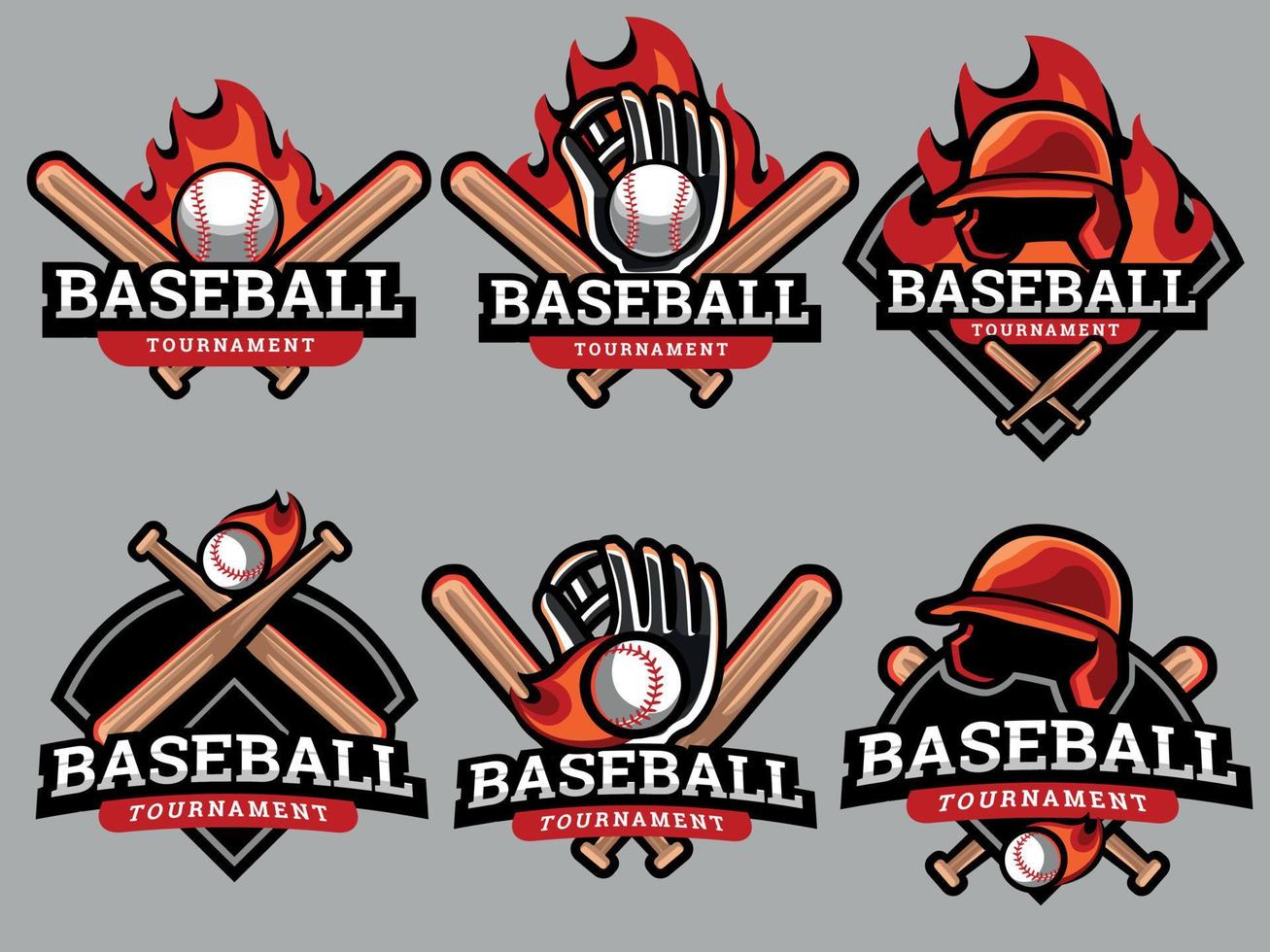 conjunto de logotipos y emblemas de béisbol vector
