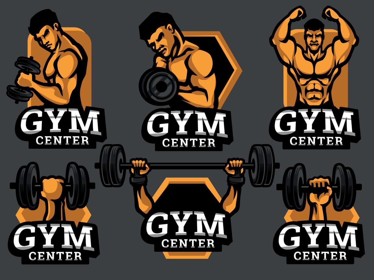Set of gym logos and emblems vector