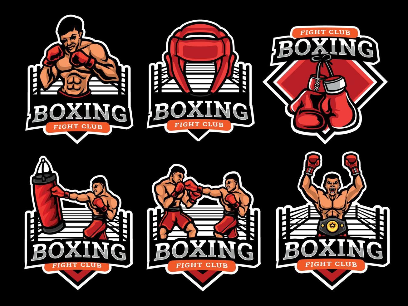 conjunto de logos y emblemas de boxeo vector