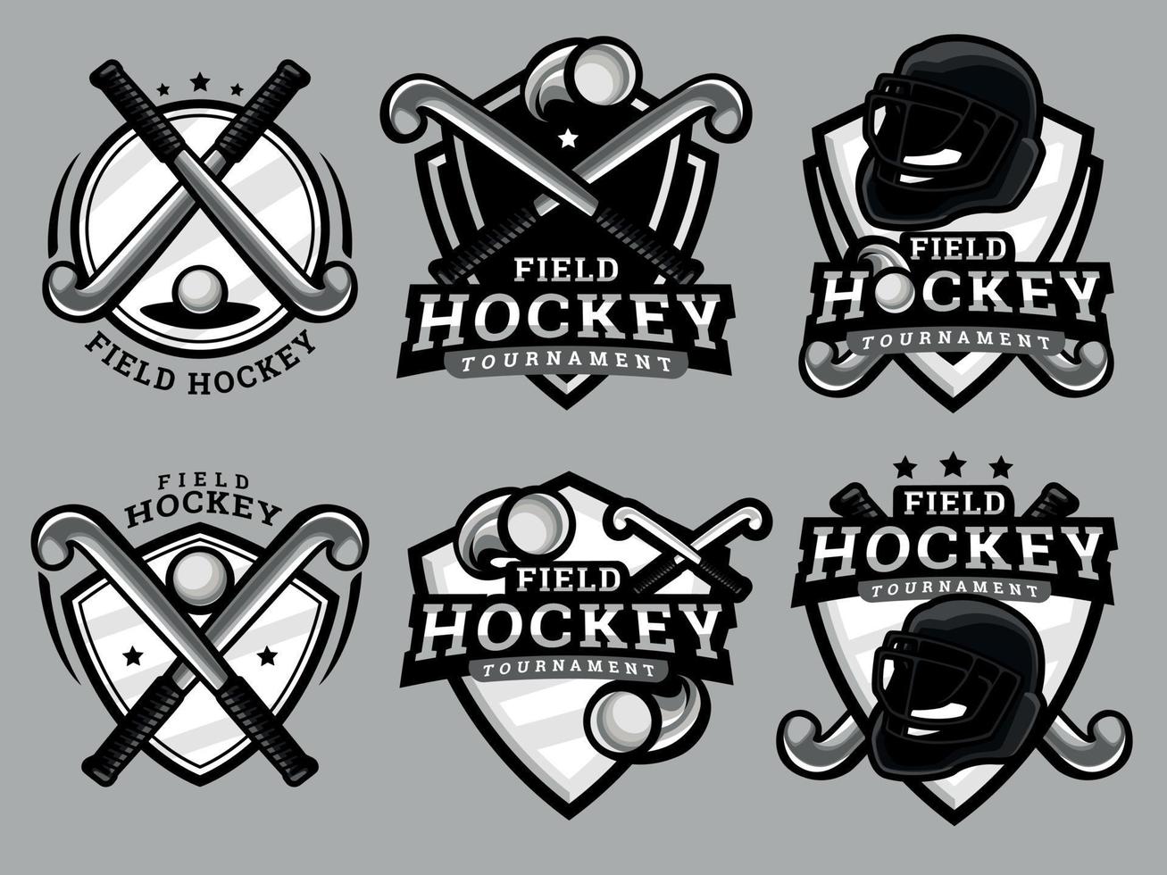 Set of field hockey logos and emblems vector