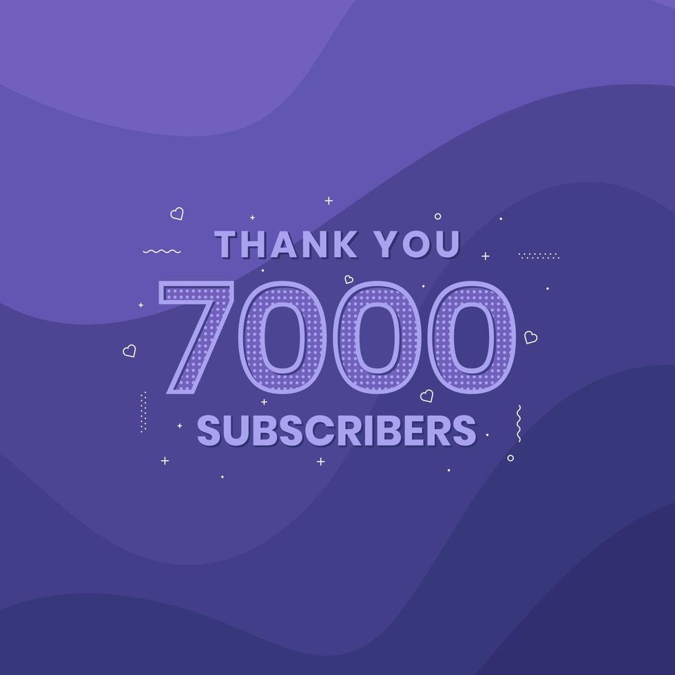 Thank you 7000 subscribers 7k subscribers celebration. vector