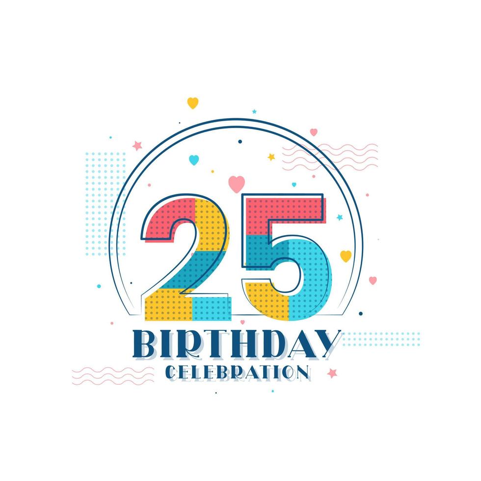 celebración de 25 cumpleaños, diseño moderno de 25 cumpleaños vector