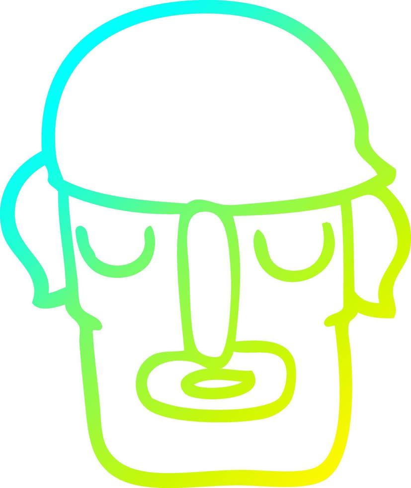 cold gradient line drawing cartoon male face vector