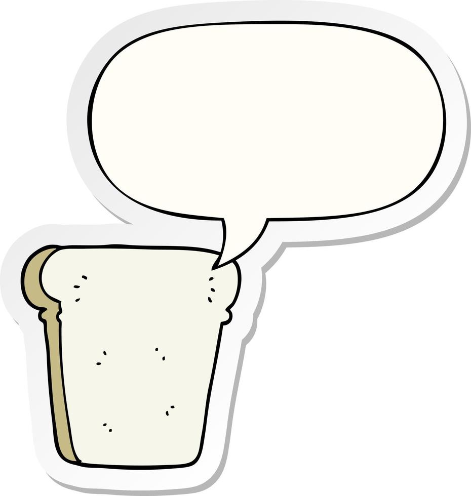 cartoon slice of bread and speech bubble sticker vector