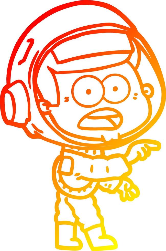 warm gradient line drawing cartoon surprised astronaut vector