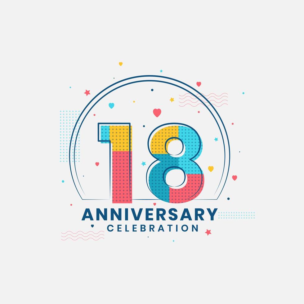 celebración del 18 aniversario, diseño moderno del 18 aniversario vector