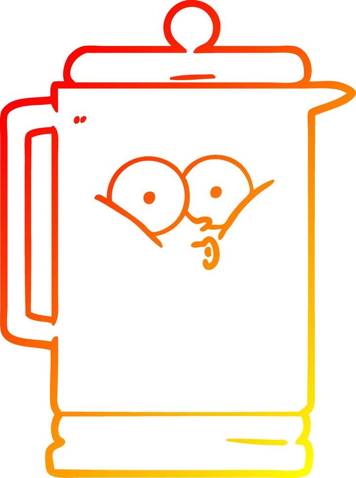 warm gradient line drawing cartoon electric kettle vector