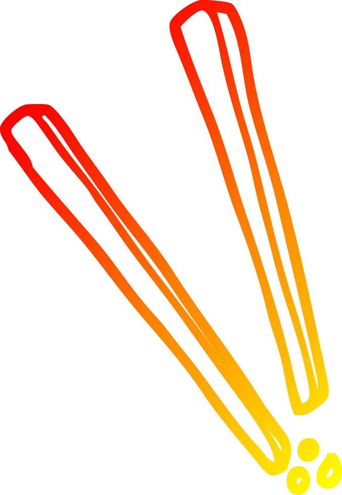 warm gradient line drawing cartoon wooden chopsticks vector