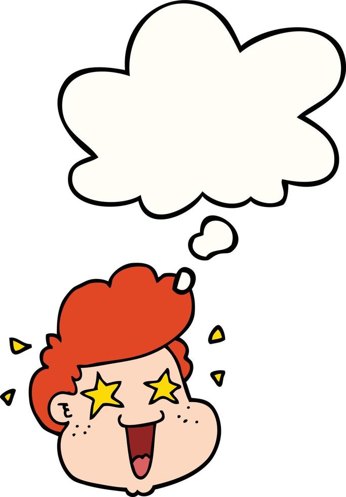 cartoon boy's face and thought bubble vector
