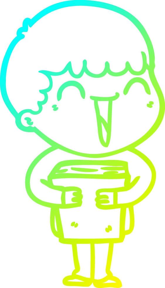 cold gradient line drawing cartoon happy man vector