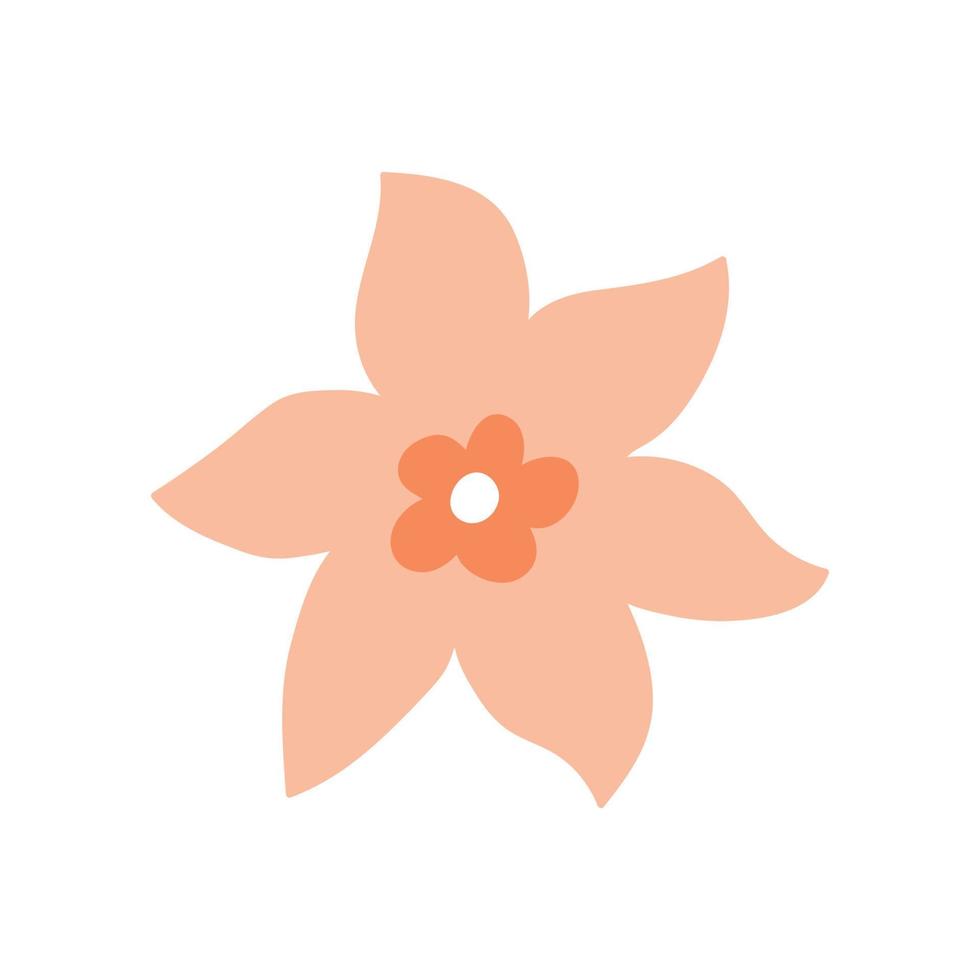 linda flor rosa aislada sobre fondo blanco. ilustración vectorial en estilo plano dibujado a mano. perfecto para tarjetas, logotipos, decoraciones, diseños de primavera y verano. imágenes prediseñadas botánicas. vector