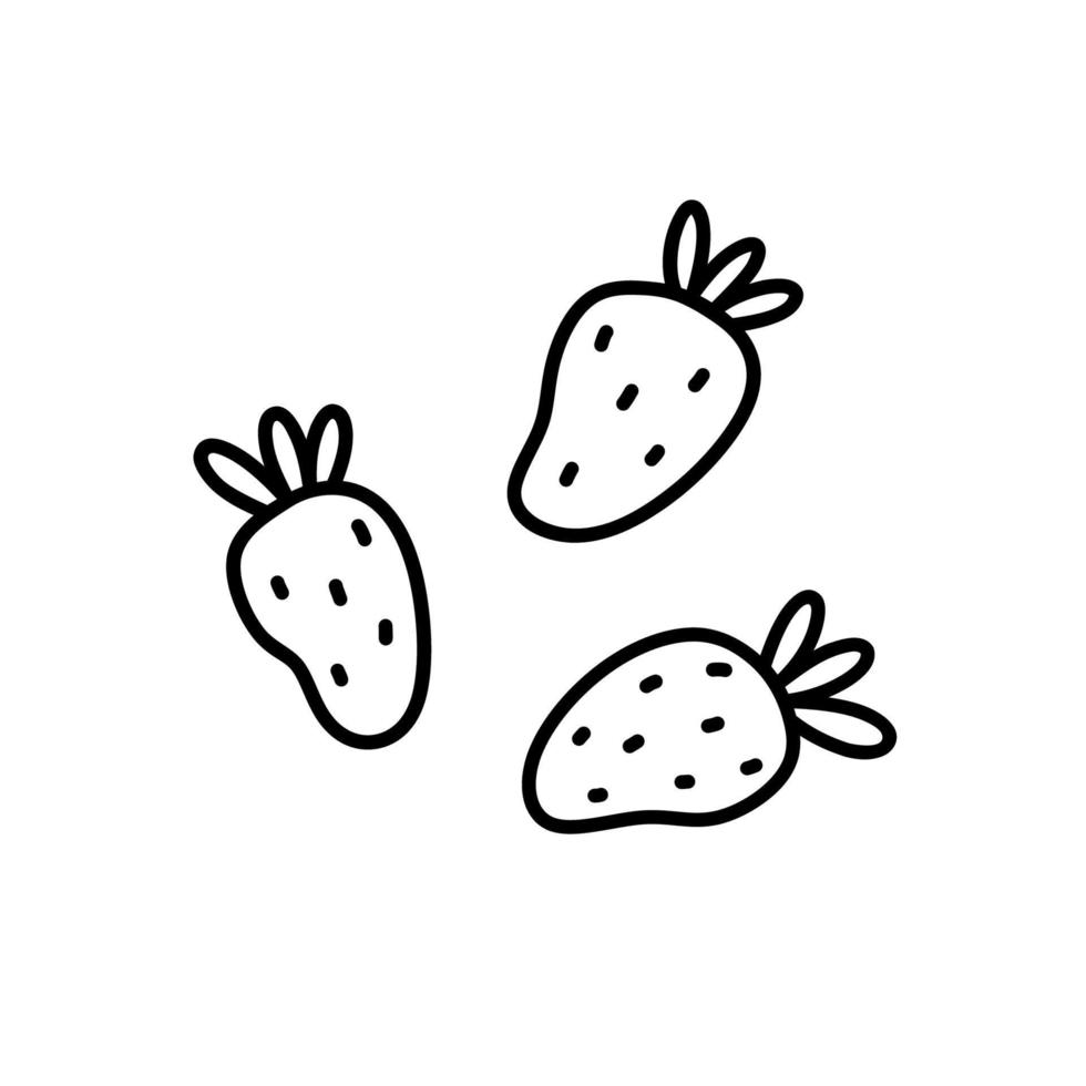 Strawberries isolated on white background. Vector hand-drawn illustration in doodle style. Perfect for cards, logo, decorations, recipes, menu, various designs.