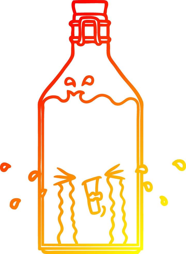 botella vieja de dibujos animados de dibujo lineal de gradiente cálido vector
