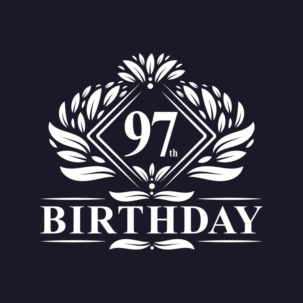 97 years Birthday Logo, Luxury 97th Birthday Celebration. vector