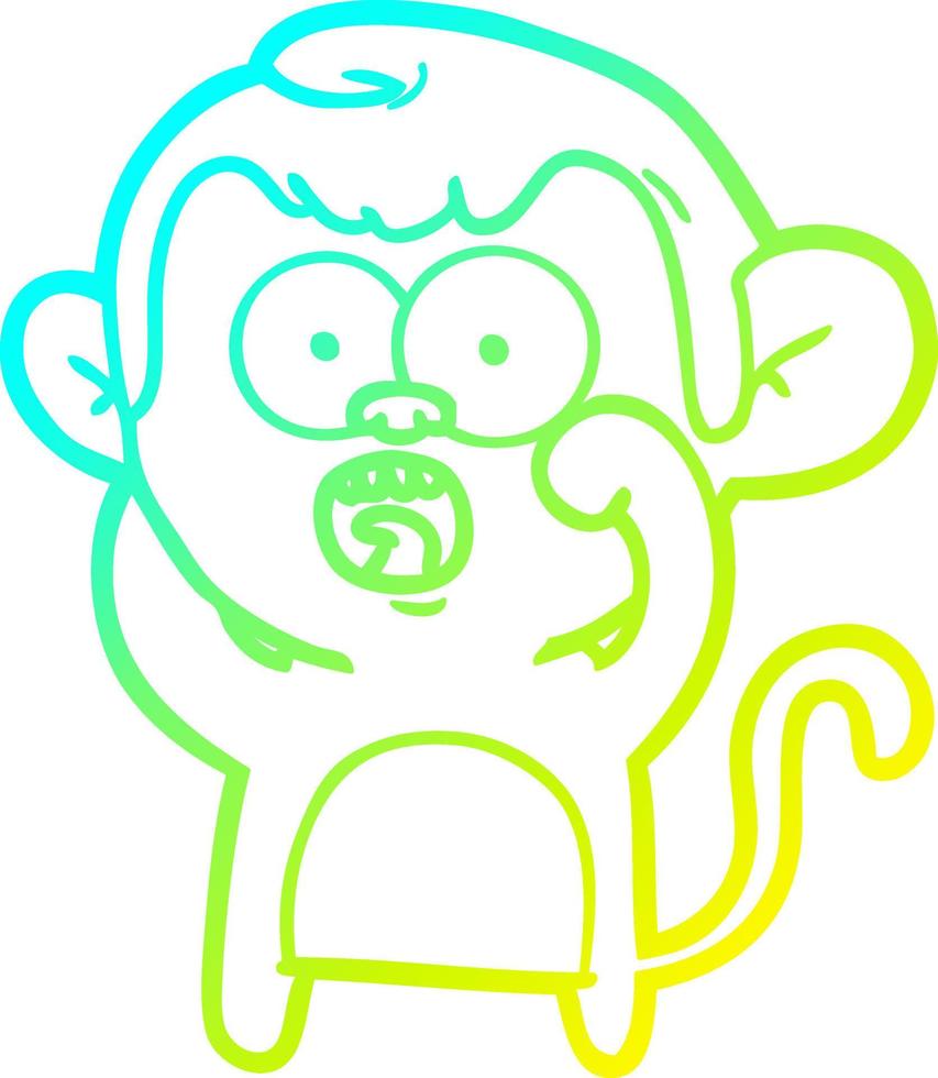 cold gradient line drawing cartoon shocked monkey vector