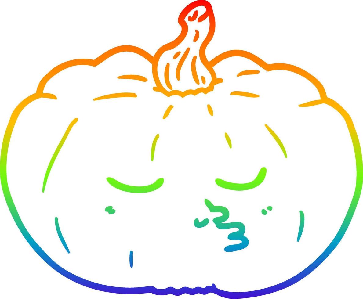 calabaza de dibujos animados de dibujo de línea de degradado de arco iris vector