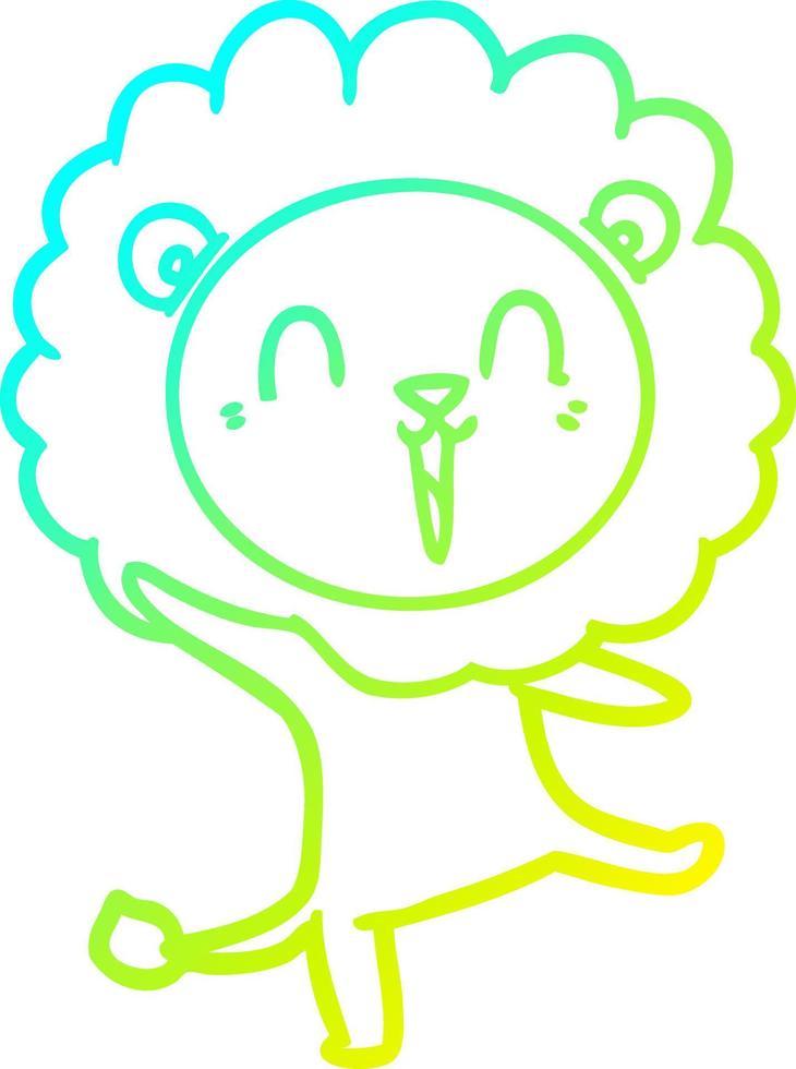 cold gradient line drawing laughing lion cartoon vector