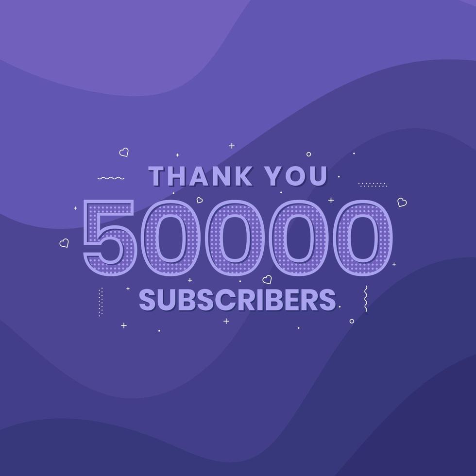 Thank you 50000 subscribers 50k subscribers celebration. vector