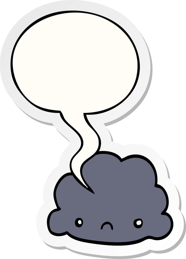 cartoon cloud and speech bubble sticker vector