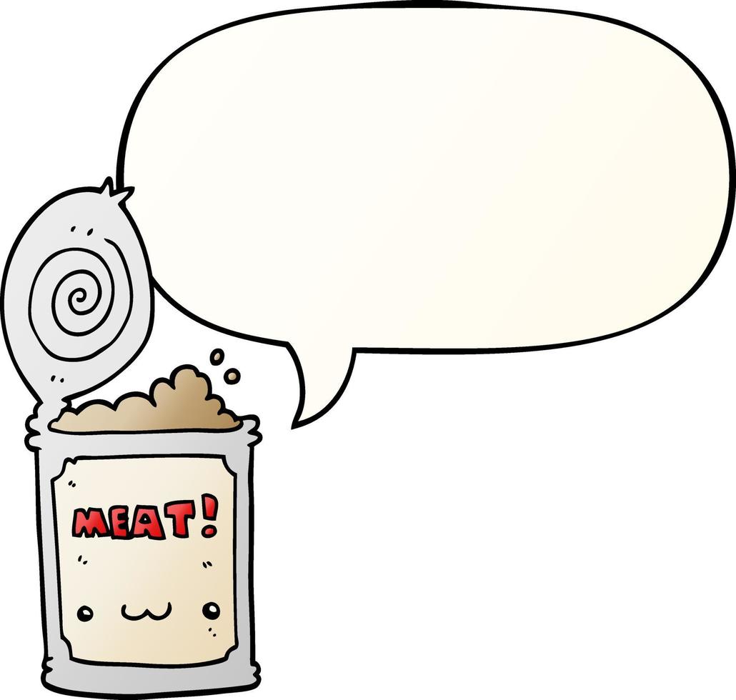 cartoon canned food and speech bubble in smooth gradient style vector