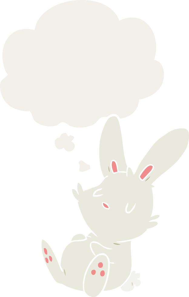 cartoon rabbit sleeping and thought bubble in retro style vector
