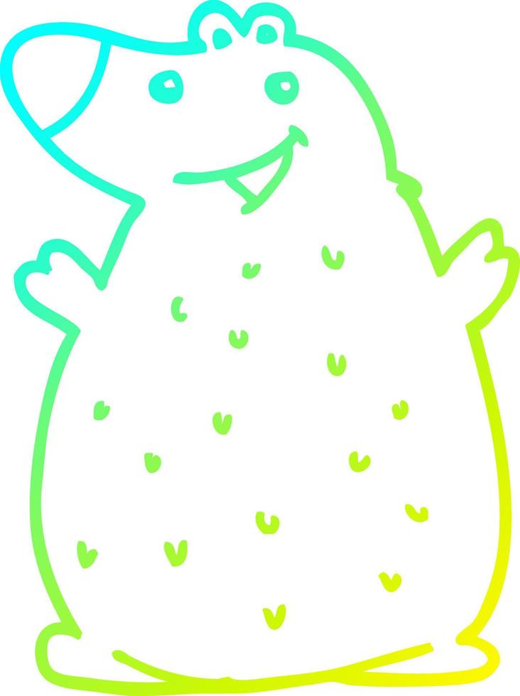 cold gradient line drawing cartoon happy bear vector