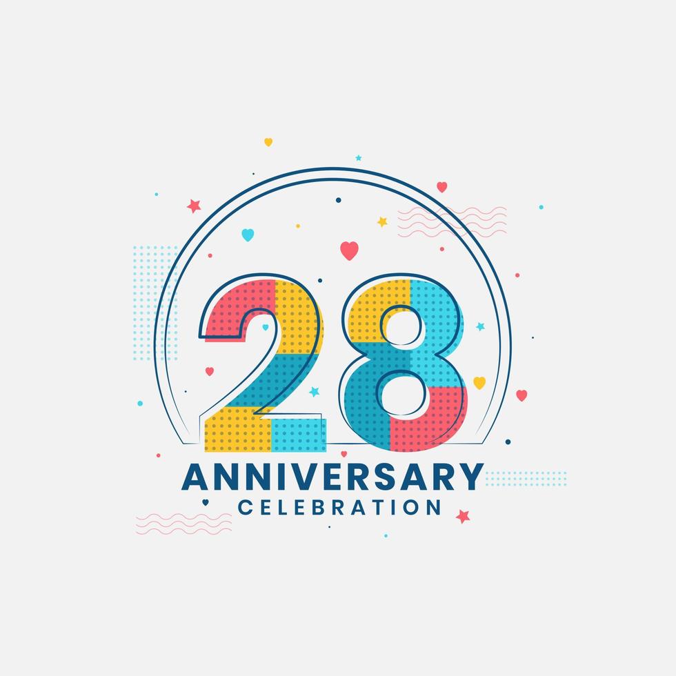 celebración del 28 aniversario, diseño moderno del 28 aniversario vector