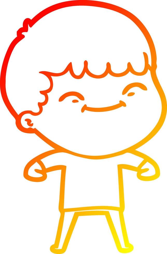 warm gradient line drawing cartoon happy boy vector