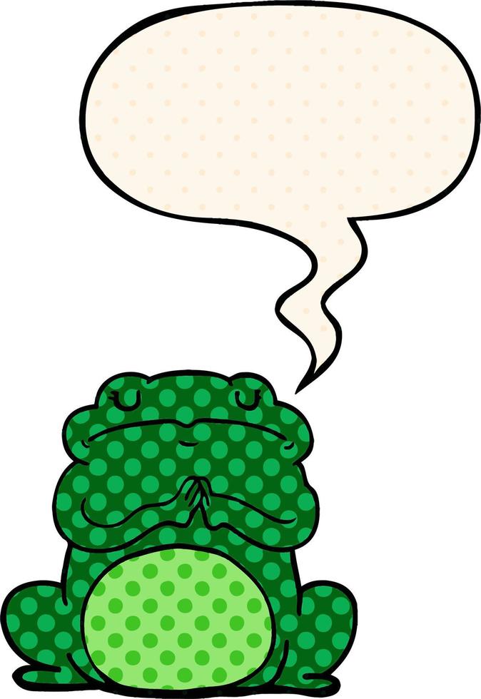 cartoon arrogant frog and speech bubble in comic book style vector