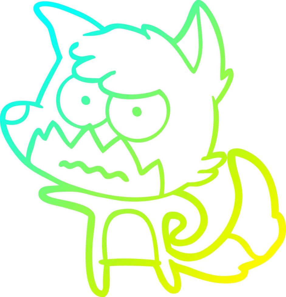 cold gradient line drawing cartoon annoyed fox vector