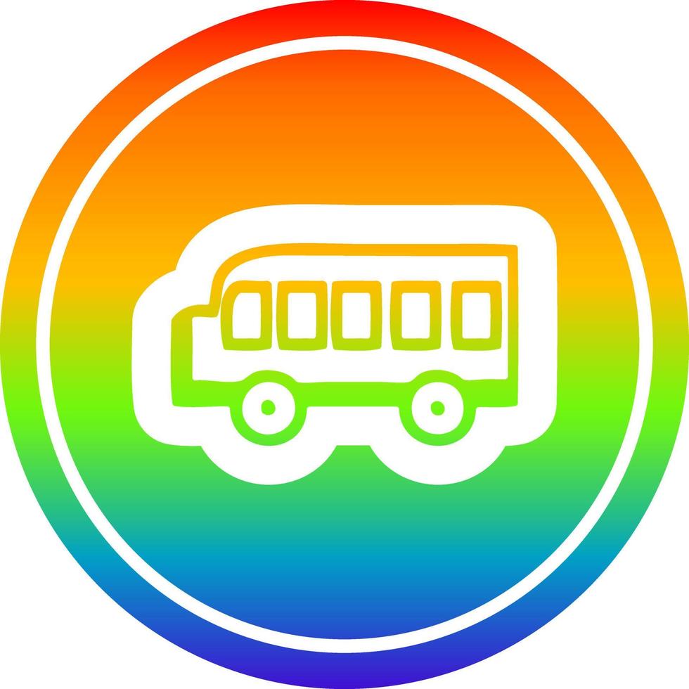 autobús escolar circular en el espectro del arco iris vector