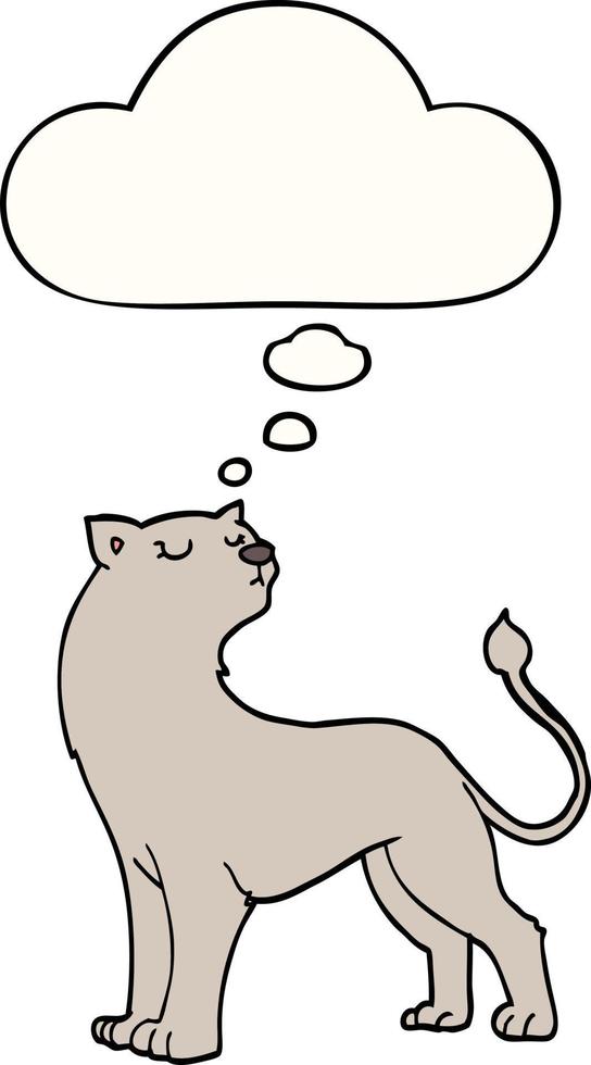 cartoon lioness and thought bubble vector