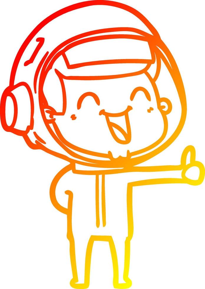 warm gradient line drawing happy cartoon astronaut vector