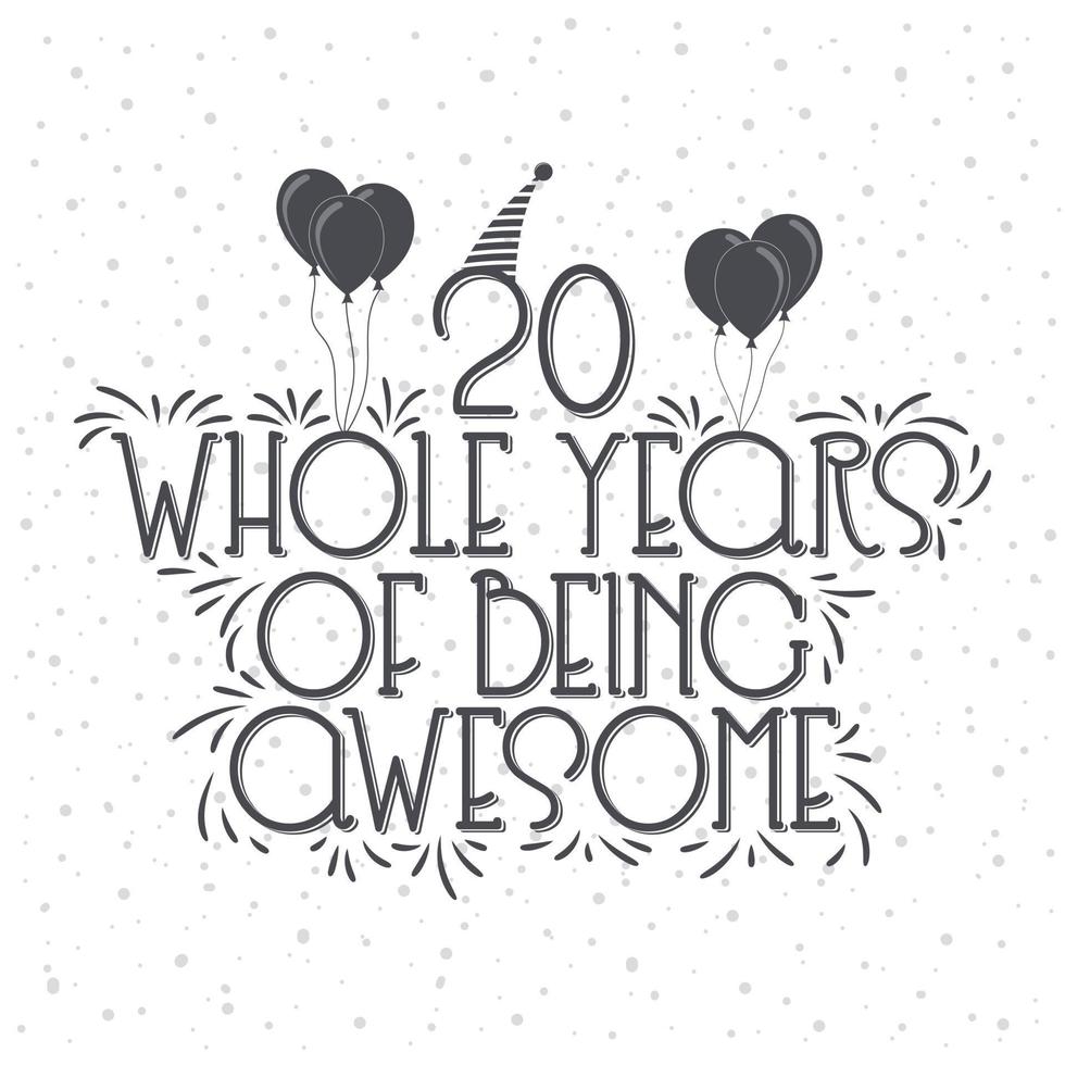 error tipográfico de celebración de cumpleaños de 20 años y aniversario de 20 años vector