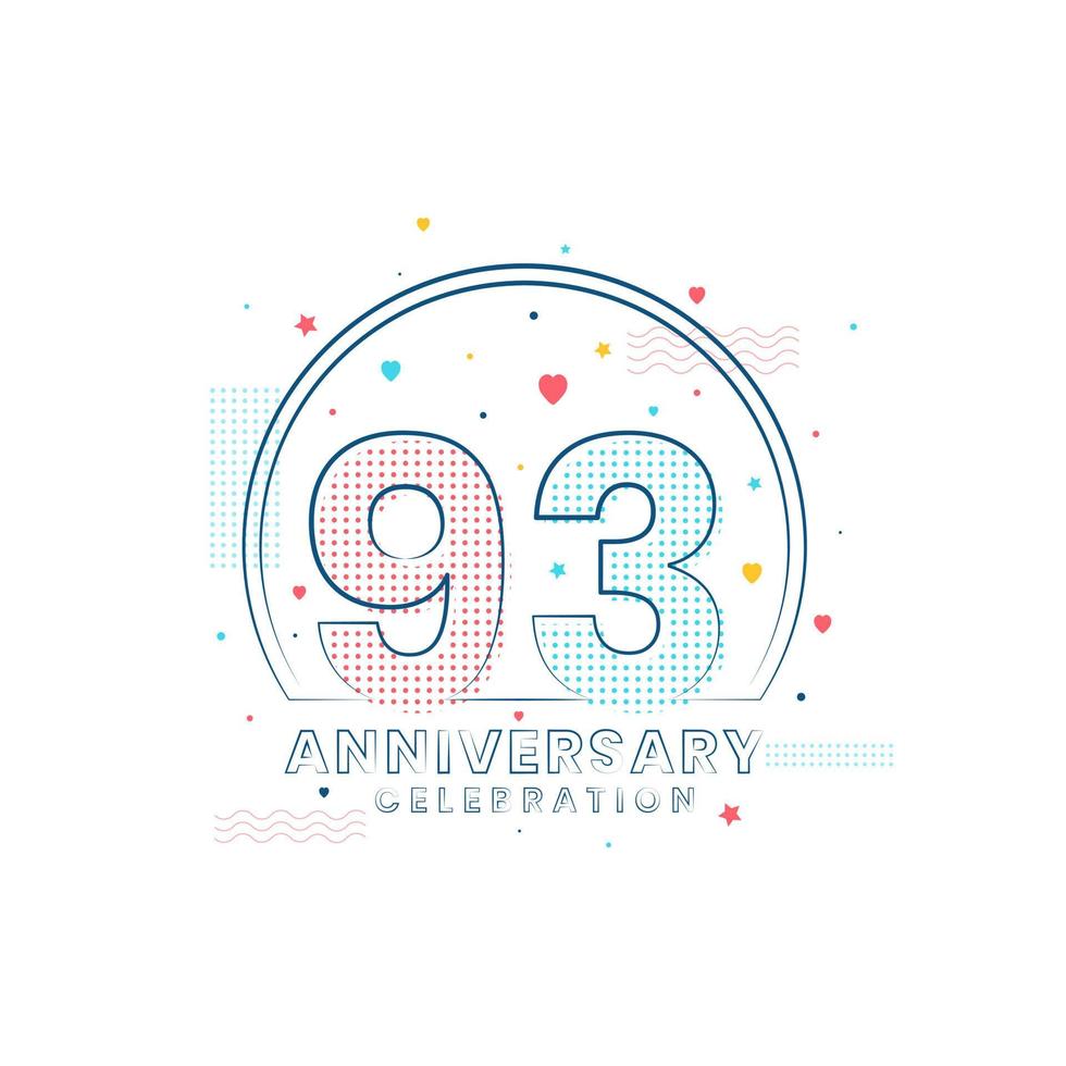 Celebración del aniversario de 93 años, diseño moderno del aniversario de 93 vector