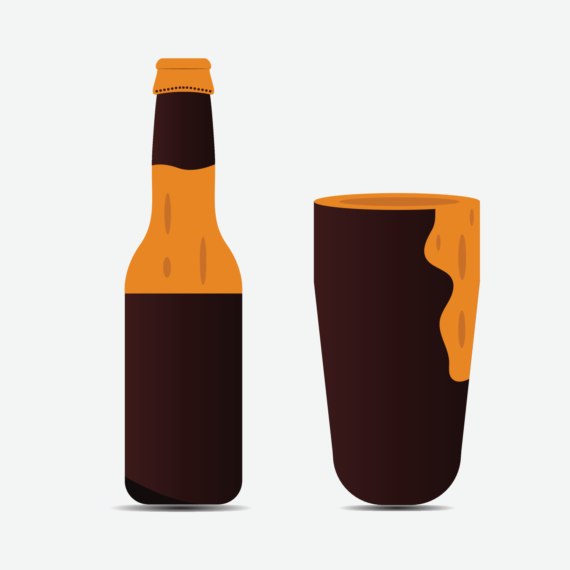 Beer bottle vector design. Beer vector set. Colorful silhouette design