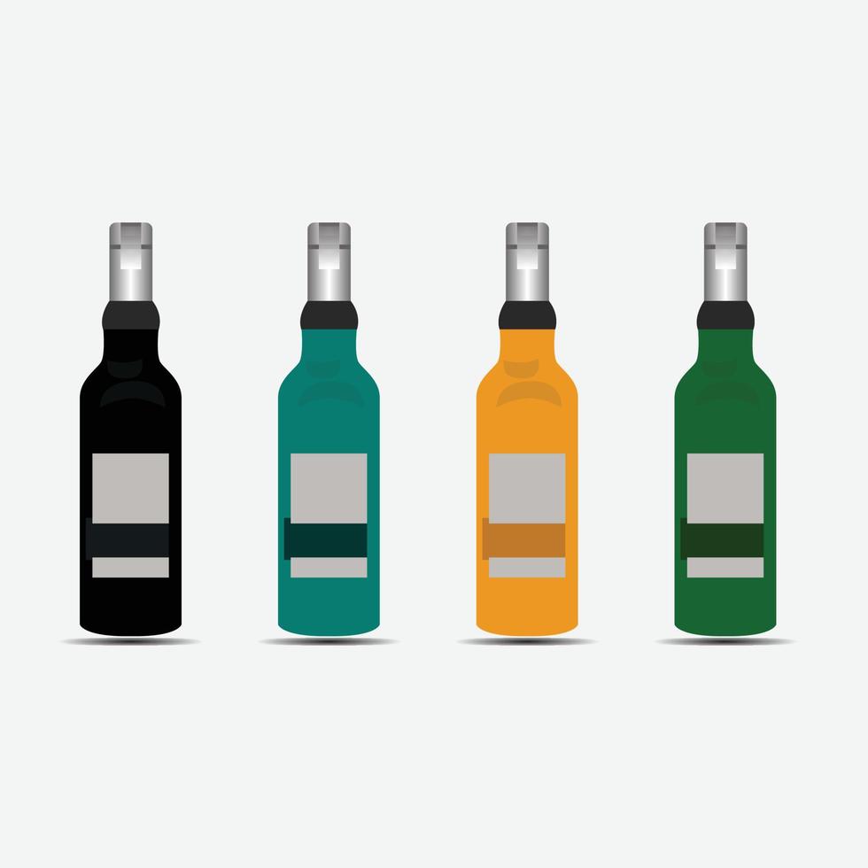 Beer bottle vector design. Beer vector set. Colorful silhouette design set.