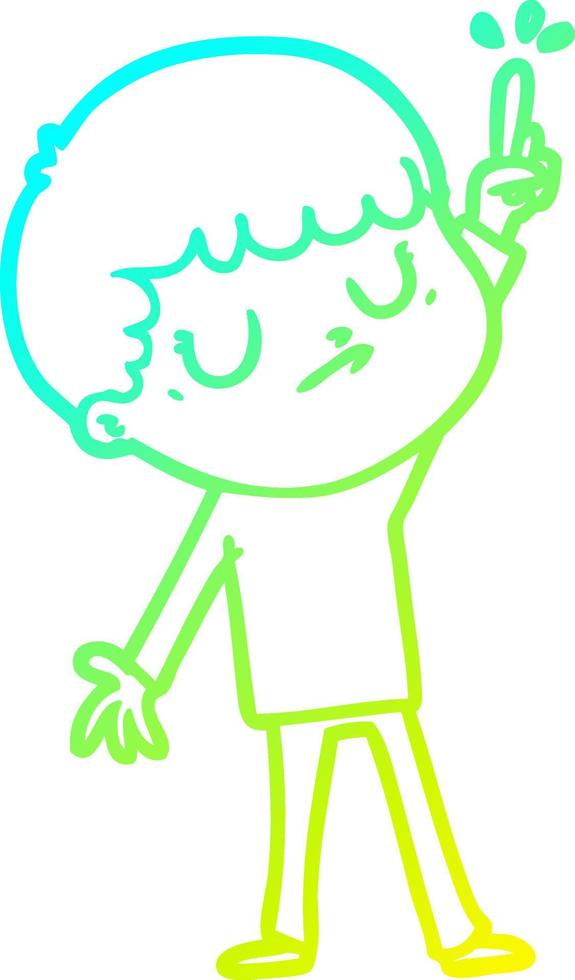 cold gradient line drawing cartoon grumpy boy vector