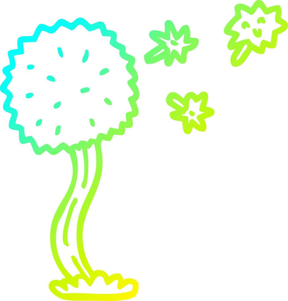 cold gradient line drawing cartoon blowing dandelion vector