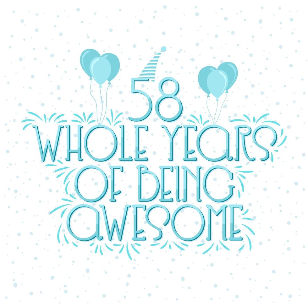 58 años cumpleaños y 58 años aniversario celebración error tipográfico vector