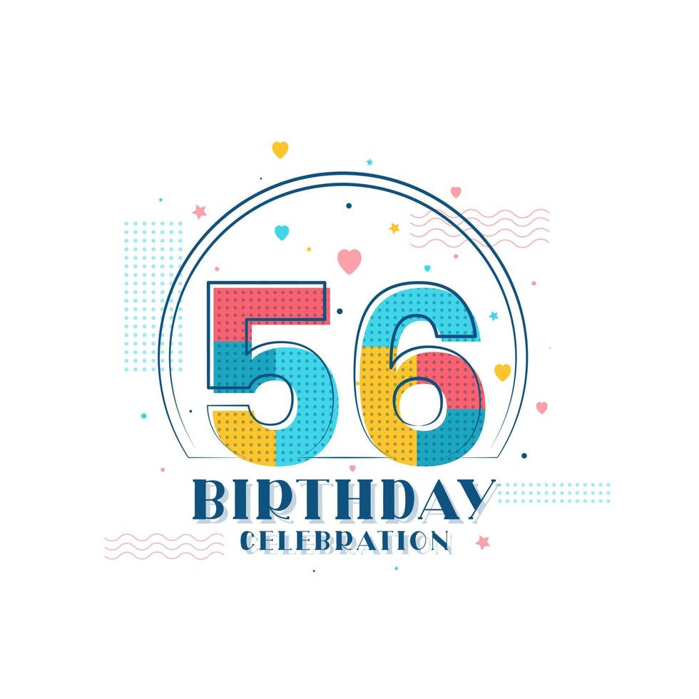 celebración de 56 cumpleaños, diseño moderno de 56 cumpleaños vector