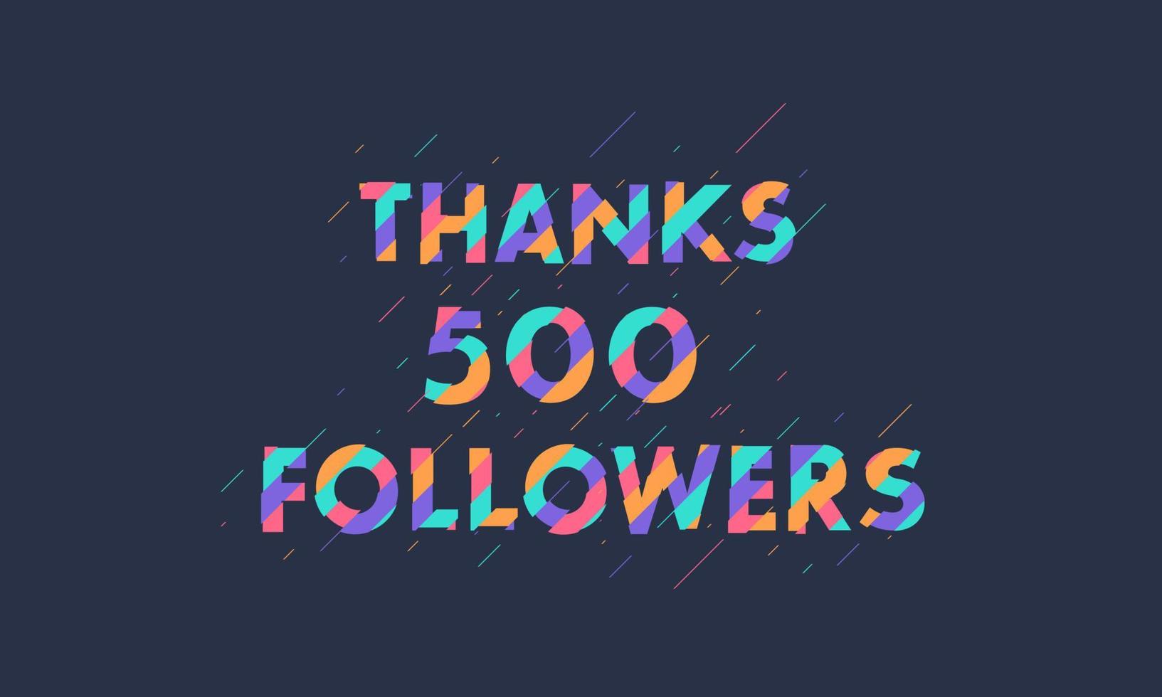 gracias 500 seguidores celebración moderno diseño colorido. vector