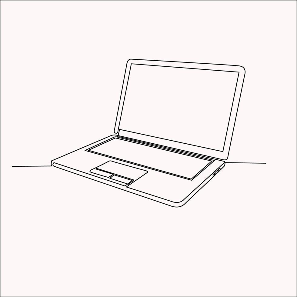 computadora portátil. computadora. ilustración de diseño de vector de portátil de dibujo de línea continua. línea de icono de portátil. signo simple de computadora portátil.