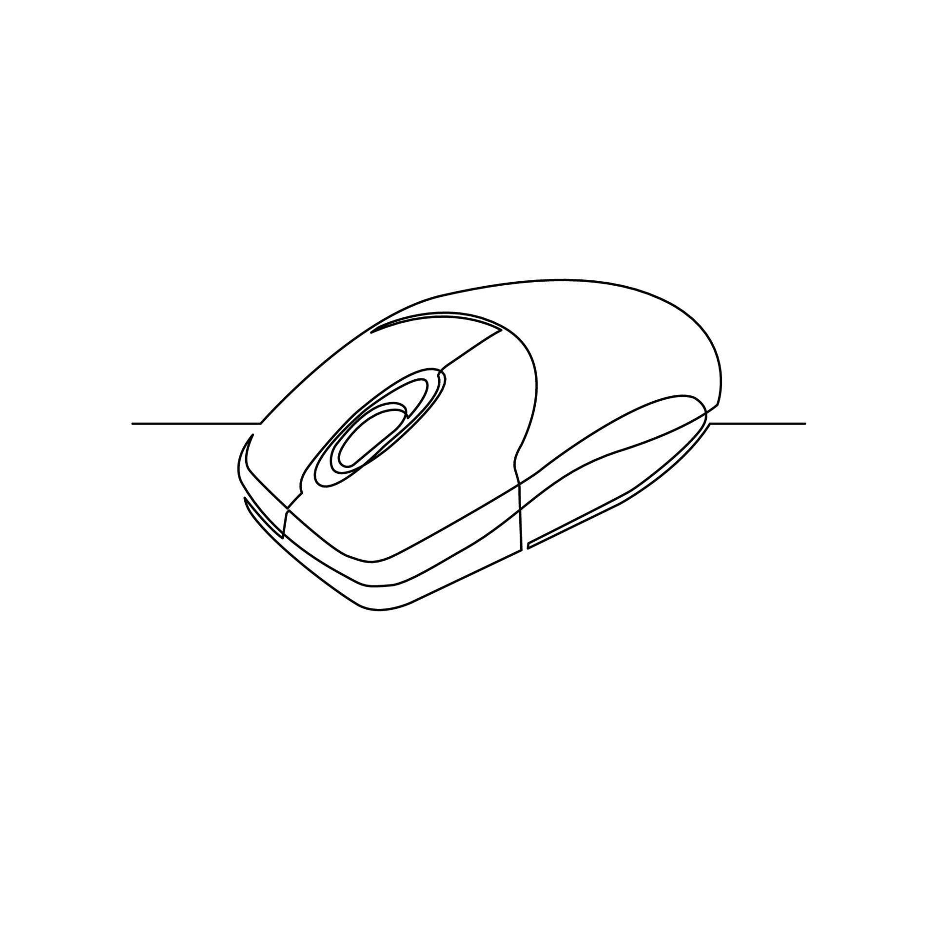 Computer mouse. Continuous line drawing computer mouse vector