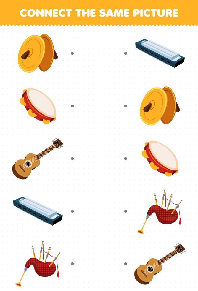 Education Game For Children Connect The Same Picture Of Cartoon Music education-game-for-children-connect-the-same-picture-of-cartoon-music