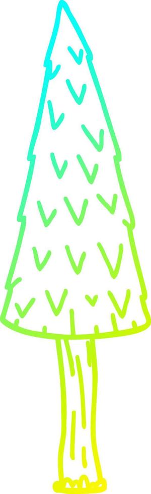 cold gradient line drawing cartoon christmas tree vector